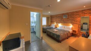 Guest room with ensuite entry at the Jumbuck Motor Inn
