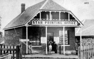 Historic 1872 photograph of the Star Printing Office, Tenterfield