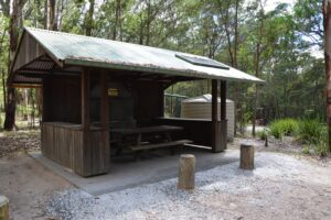 Camp kitchen shelter at Bald Rock Campground, photo by Dirk Richards