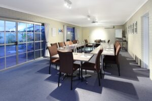 Boardroom set for a meeting at The Henry Parkes Motel conference centre