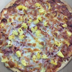 Hawaiian pizza with ham and pineapple from Tally Ho Tucker