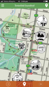Tenterfield Soundtrail app map of story locations around town