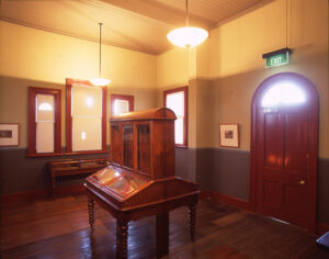 Restored reading room with antique lectern desk at the Sir Henry Parkes Memorial School of Arts