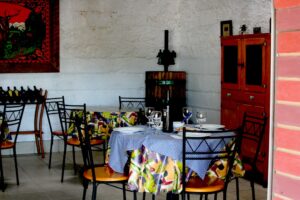 Table dressed for lunch in the coffee room at Reedy Creek Estate
