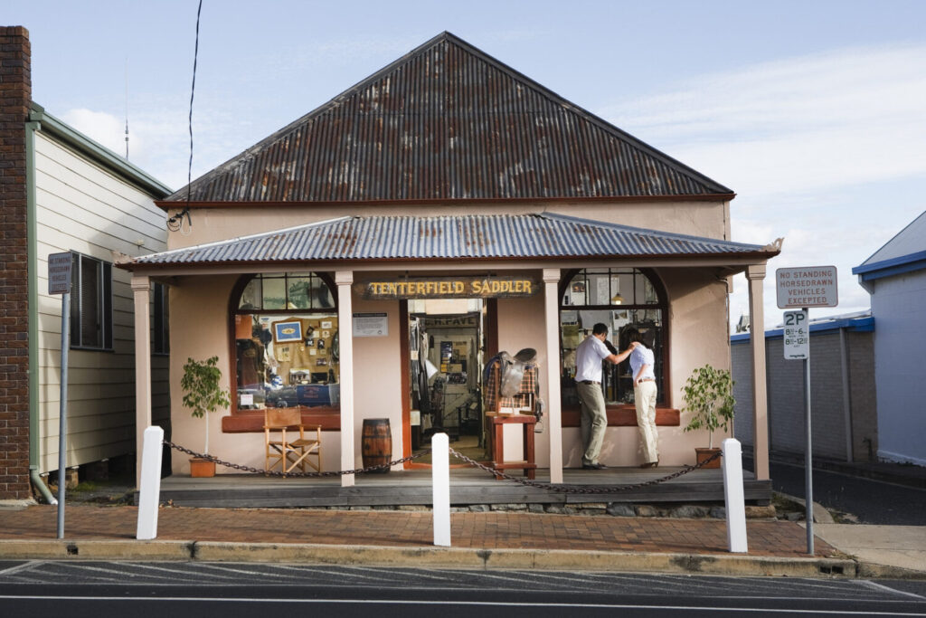 The Tenterfield Saddler's historic stone shopfront on High Street