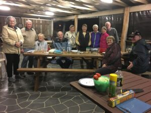 Group dining in the undercover entertainment area at the Tenterfield Motor Inn