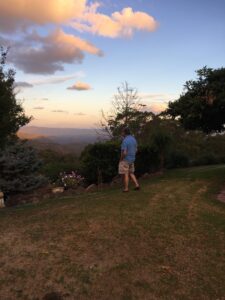 Guests watching the sunset over the ranges at Stonepine Ridge