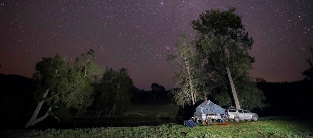Starry night sky over the campsite at Wunglebung Campground, photo by Peter Hardin