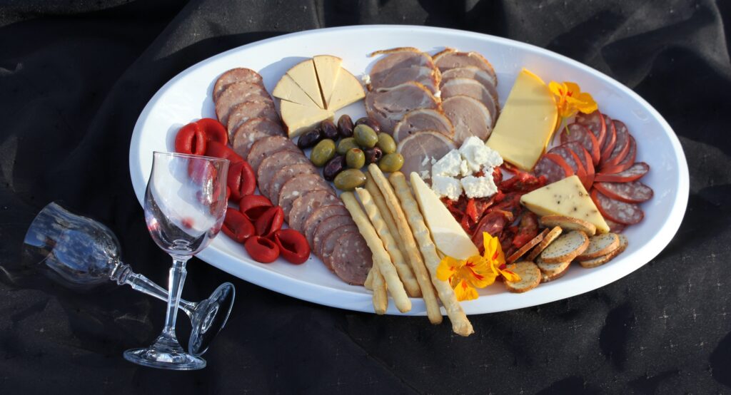 Platter of smallgoods, cheeses and olives from Premier Meats