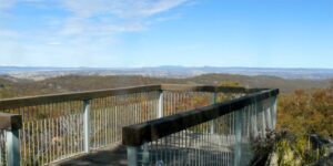 View from the fenced viewing platform at Thunderbolt's Lookout, Torrington