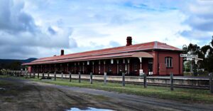 Wallangarra Railway Station with its long covered platform on the NSW-Queensland border