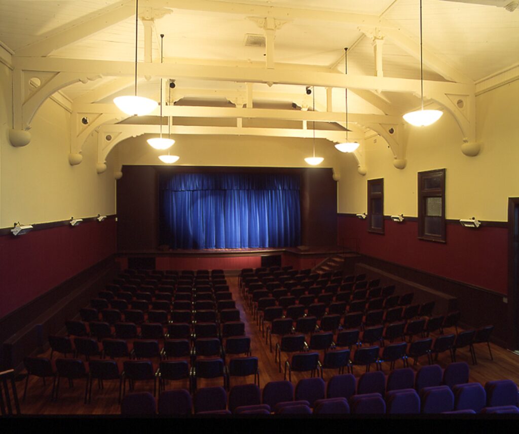Main hall and stage of the historic Tenterfield Cinema and Theatre